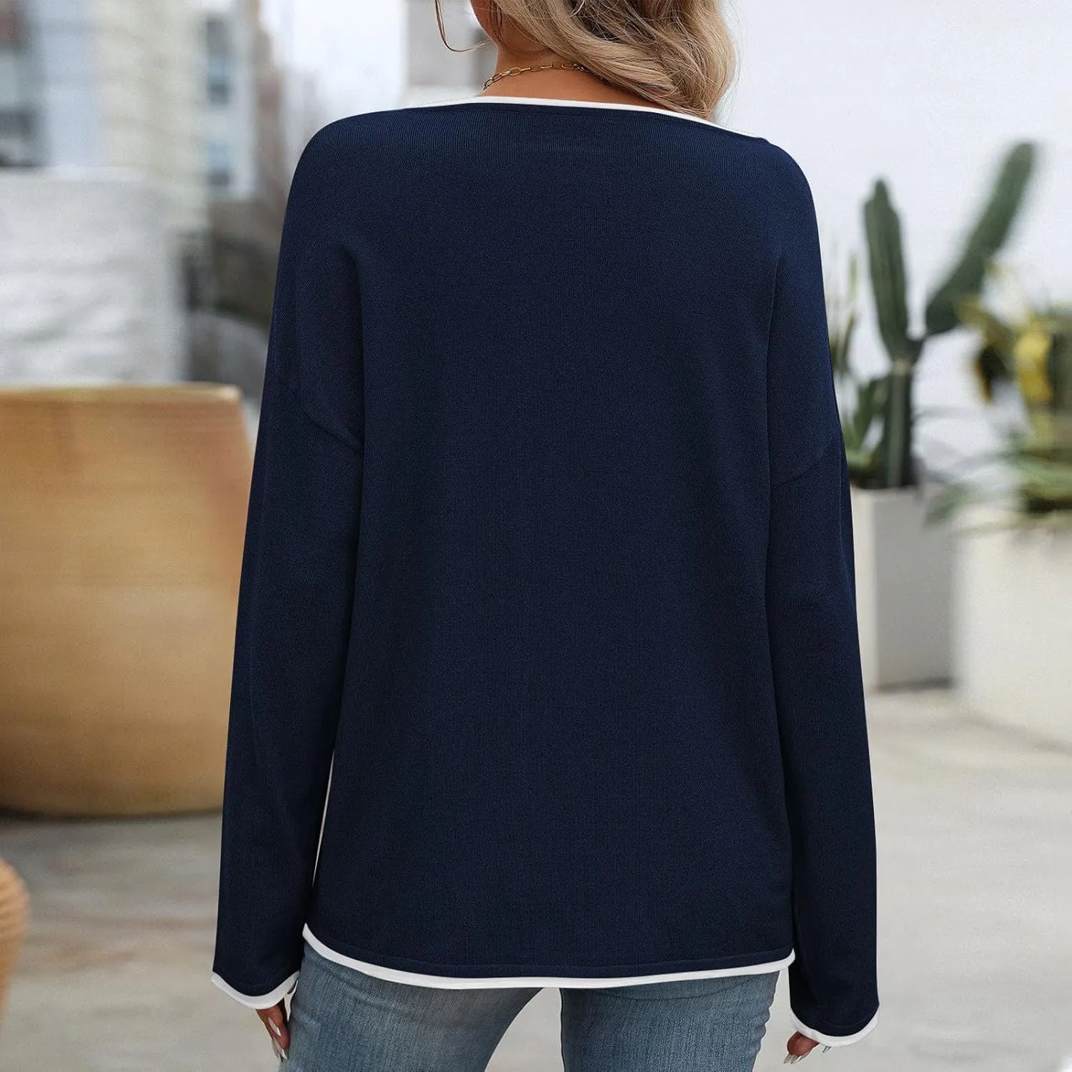 2024 Womens Sweaters Fall Winter Outfits Long Sleeve Button Down Ruffle Knitted Pullover Casual V Neck Jumper Tops