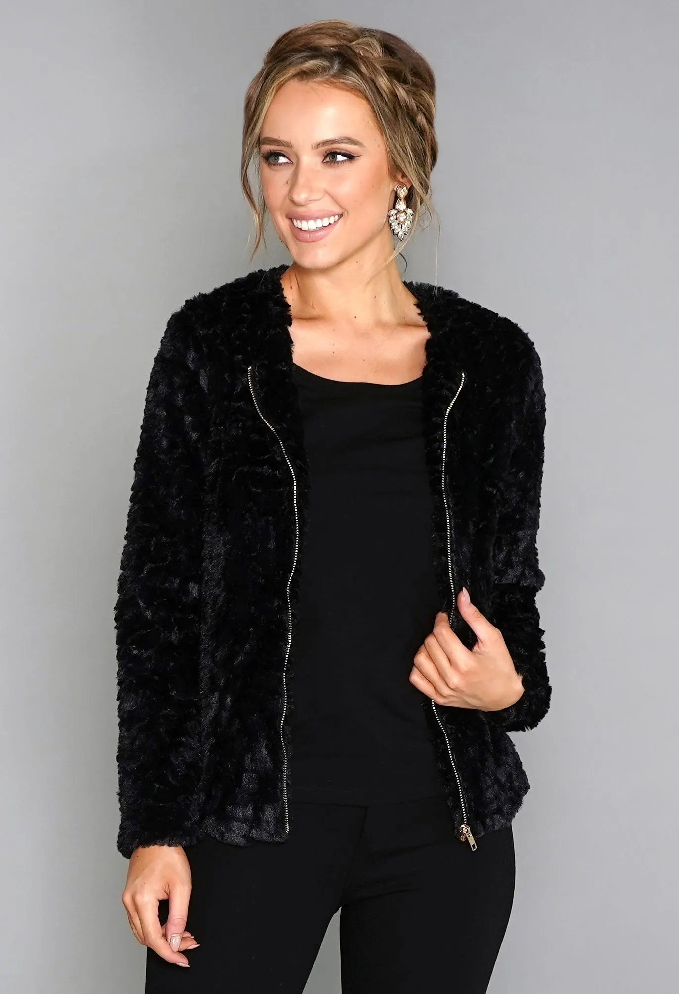 Black Faux Fur Jacket