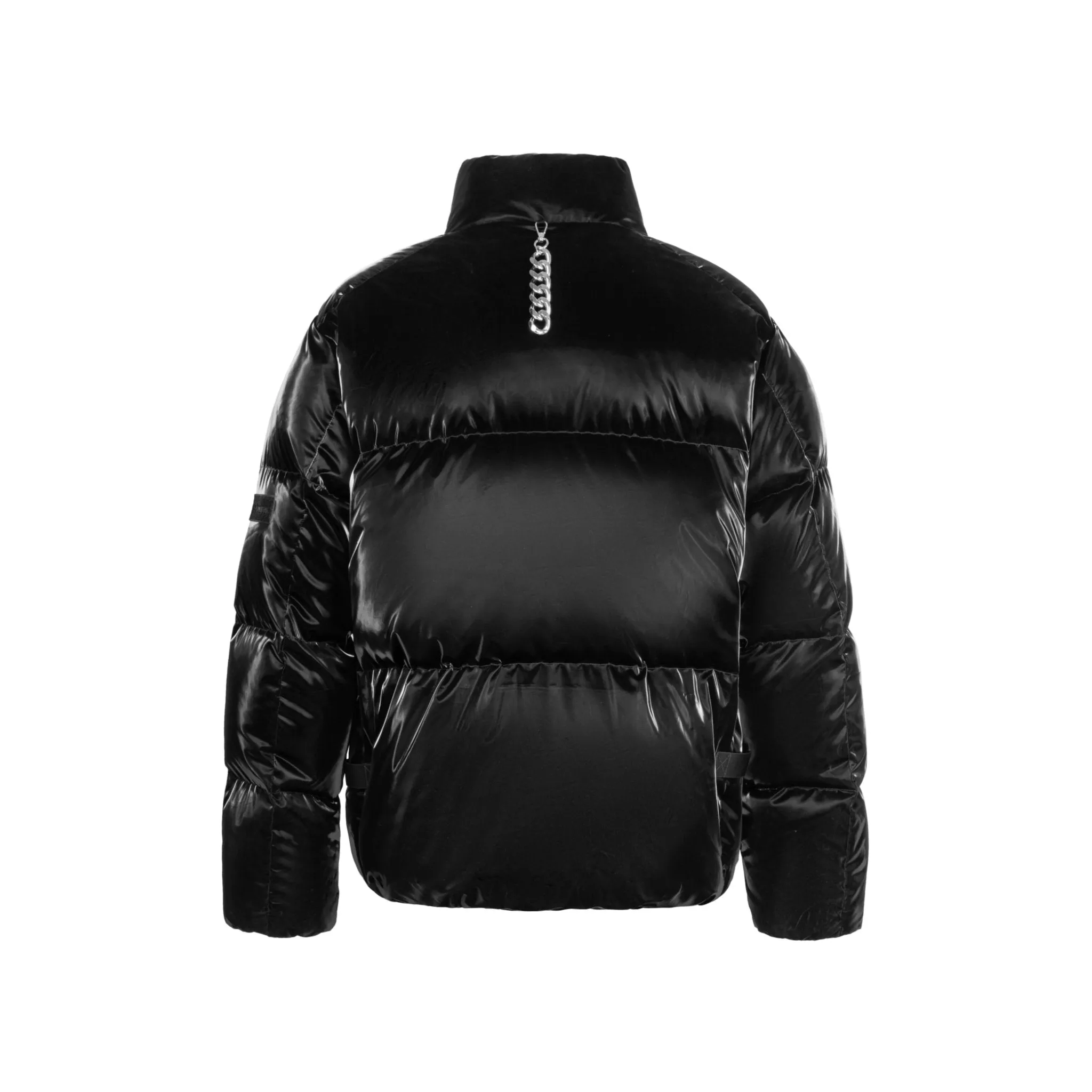 Black Water-Gloss Custom Buckle Down Jacket