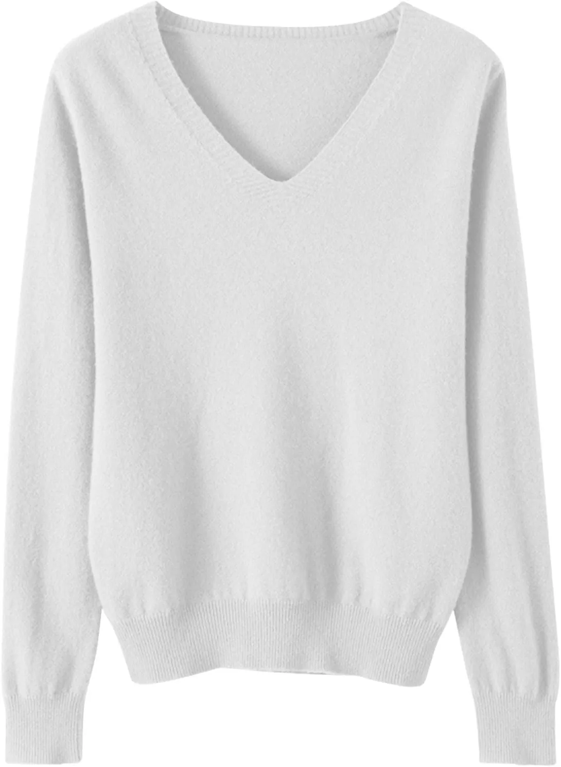Cashmere Sweaters for Women Long Sleeve V Neck Pullover Tops Loose Soft Cozy Sweater Warm Wool Knit Sweater Shirts