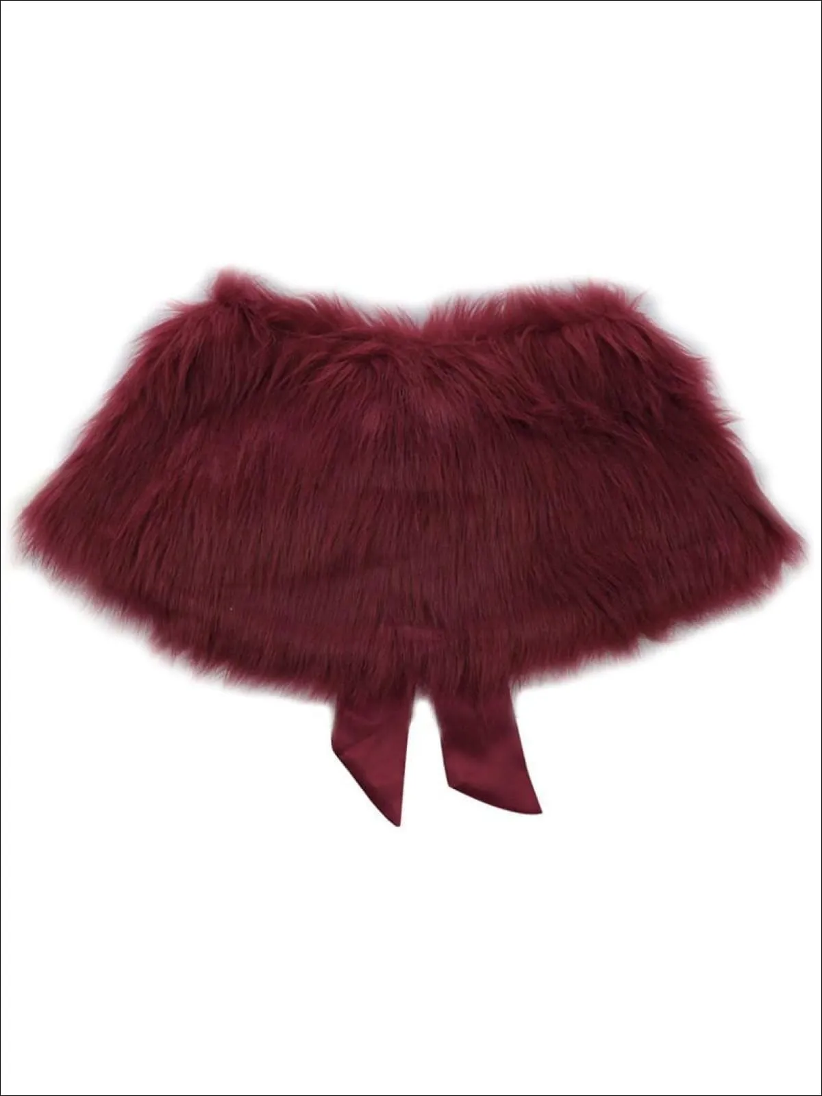 Girls Burgundy Faux Fur Princess Cloak/Bolero