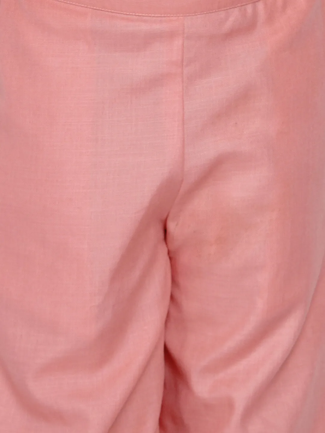 Girl's Peach & White Solid Top & Palazzo Set  - NOZ2TOZ KIDS