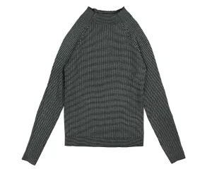 HKN550-STRIPPED RIBBED TURTLENECK-Teal