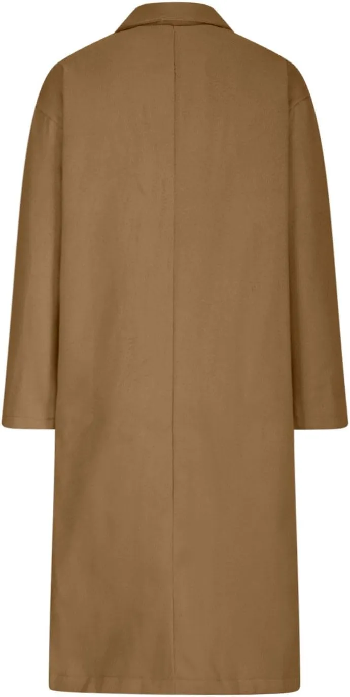 Lmdudan Women Casual Double Breasted Mid Long Pea Coat Winter Notched Lapel Wool Coat Jacket Overcoat Fashion Trench Coats