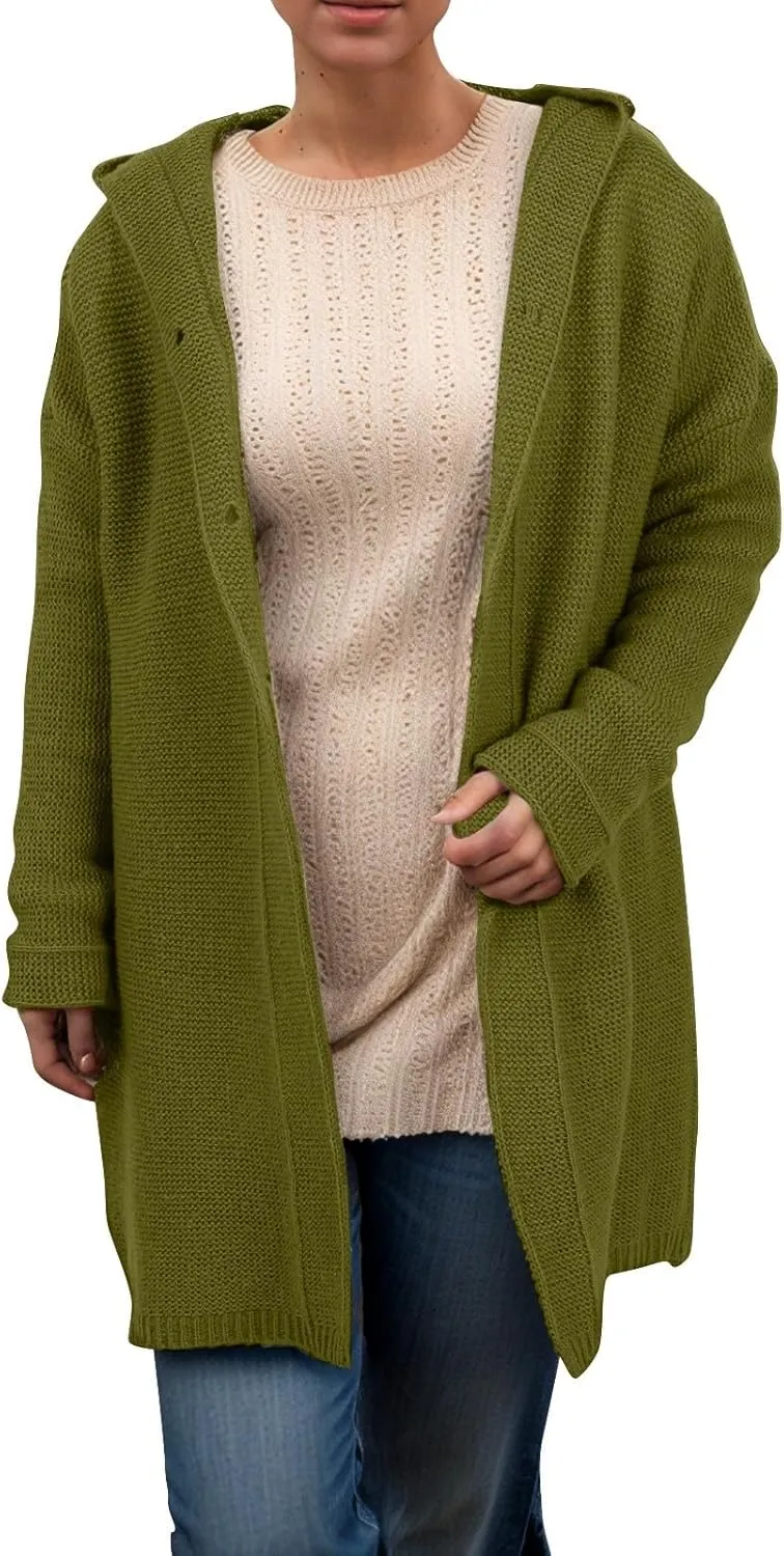 Long Oversized Cardigans Sweaters for Women Open Front Long Sleeve Knit Chunky Fall Heart Print Sweaters with Pockets