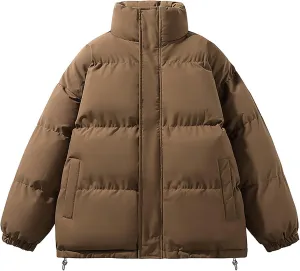 Men Women Down Coat Winter Oversized Puffer Jackets Stand Collar Unisex Puffy Jacket Plus Size Outerwear with Pockets
