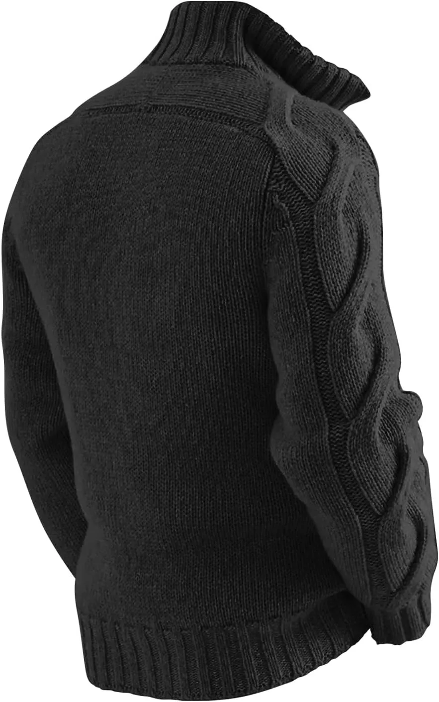 Men's Double-Zip Stand Collar Cardigan Sweaters Vintage Slim Fit Cable Knitted Sweater Cardigans Thick Warm Sweaters