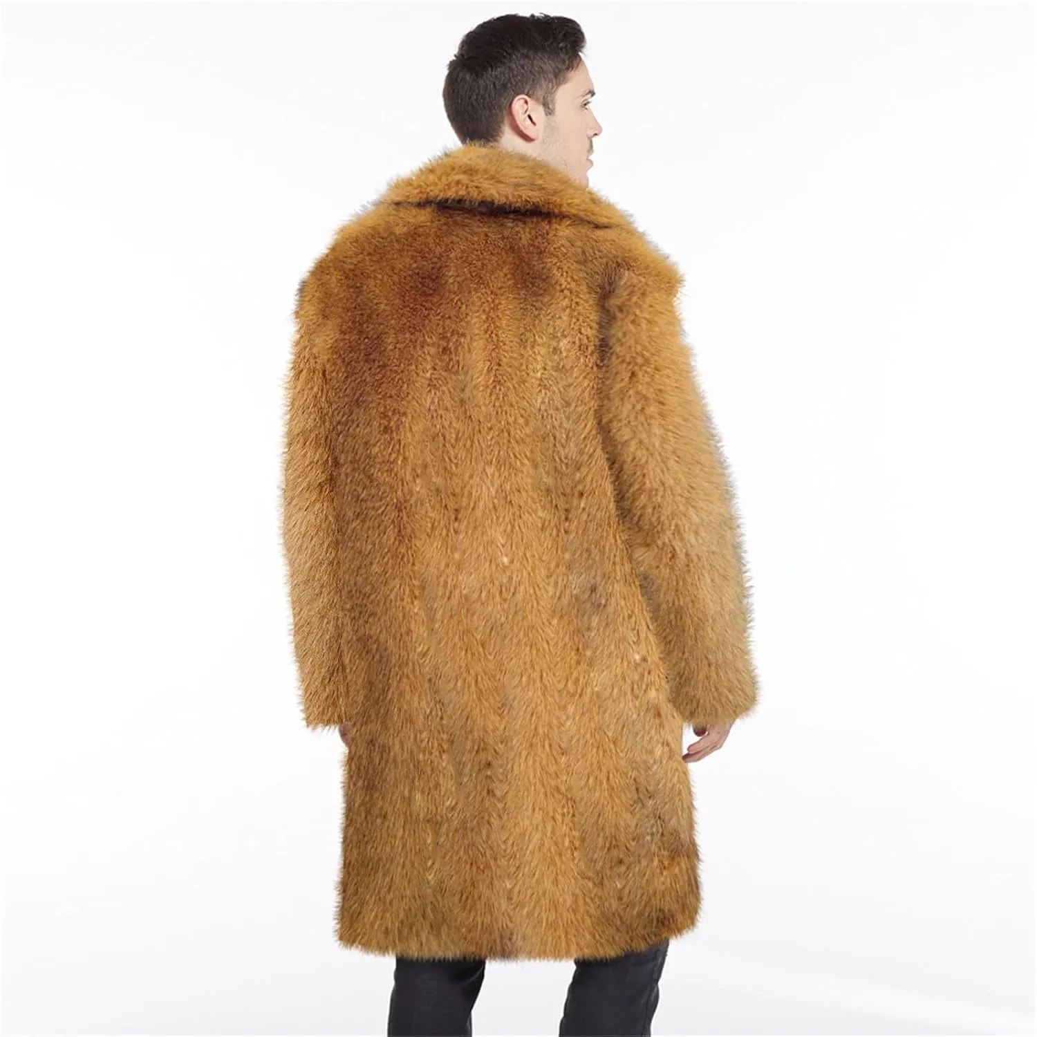 Men's Faux Fur Outwear Cardigan Winter Warm Coat Overcoat Outwear Plus Size Thicken Soft Snow Jacket Outerwear