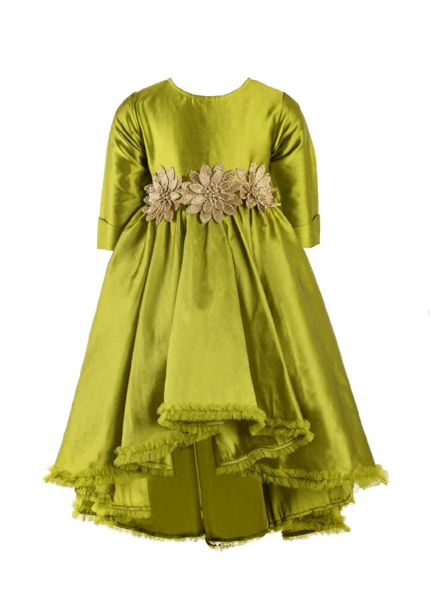 Neon Green Dress with Flower