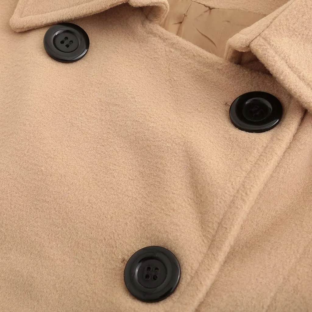 Pea Coats for Women Button Up Wool Coats Tweed Coat Plus Size Y2K Cardigan Fall Winter Long Sleeve Jacket Warm Outwear