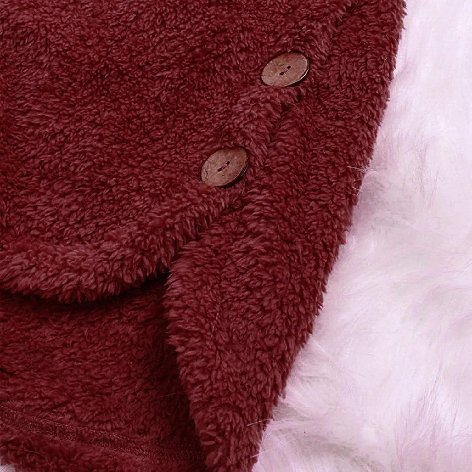 Plus Size Fleece Jacket Womens Faux Fur Coat Button Down Cardigan Hooded Jackets Winter Warm Sherpa Coats with Pockets