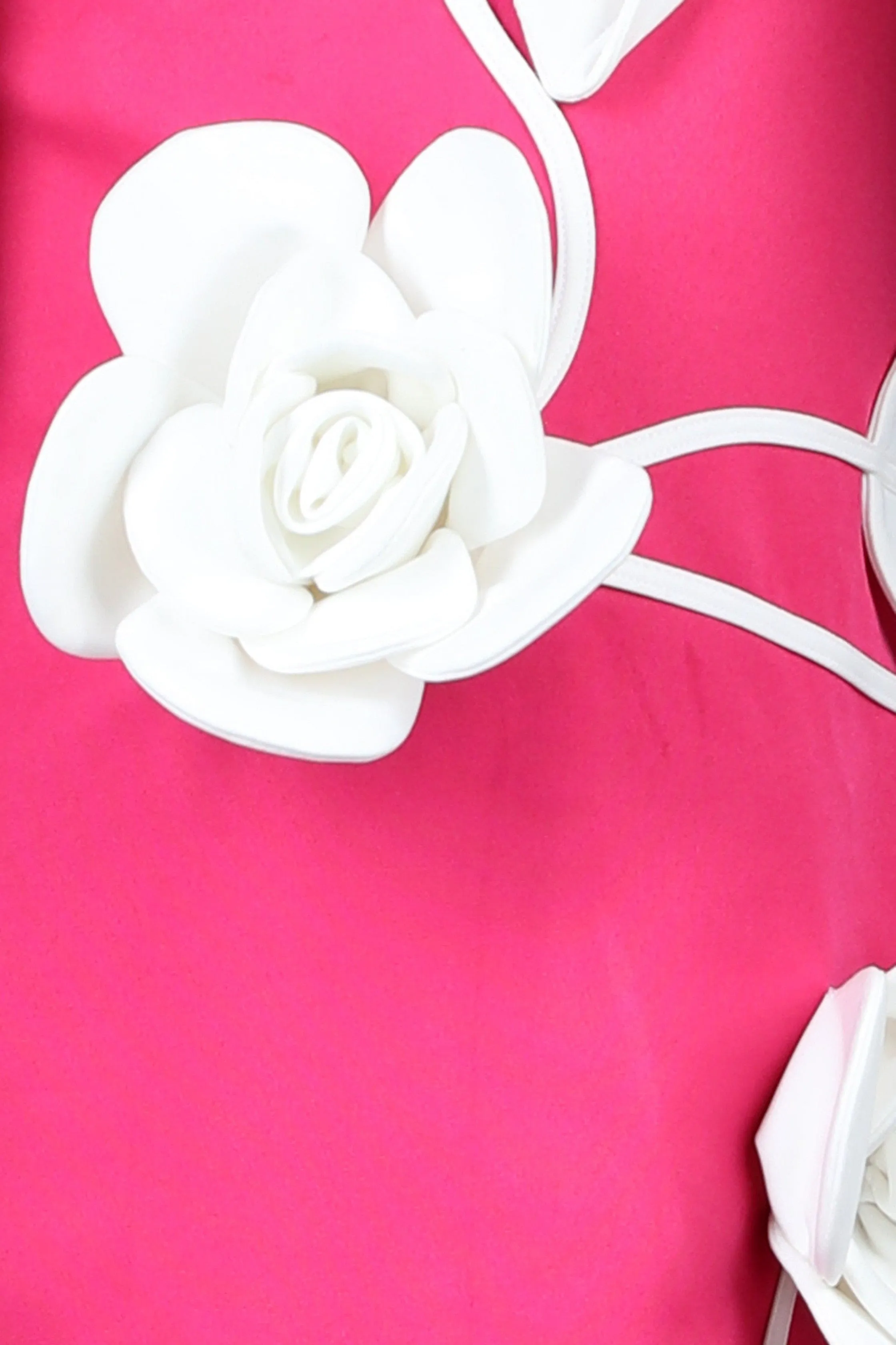 Pre-Order:  Dress embellished with 3d flower and leafs - Hot Pink