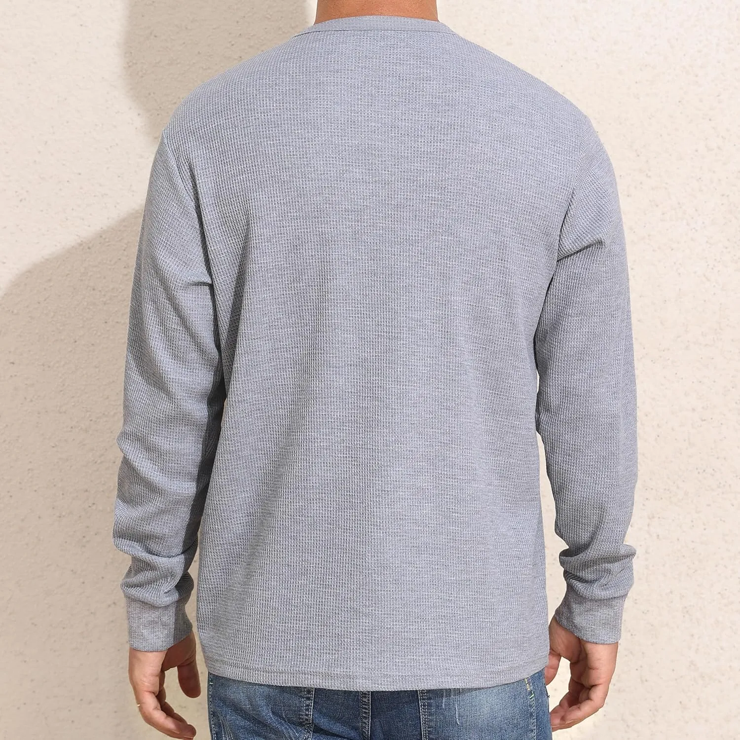 PrettyGuide Men's Long Sleeve Waffle Shirts Casual Lightweight Crewneck Thermal Undershirts Pullover Tops