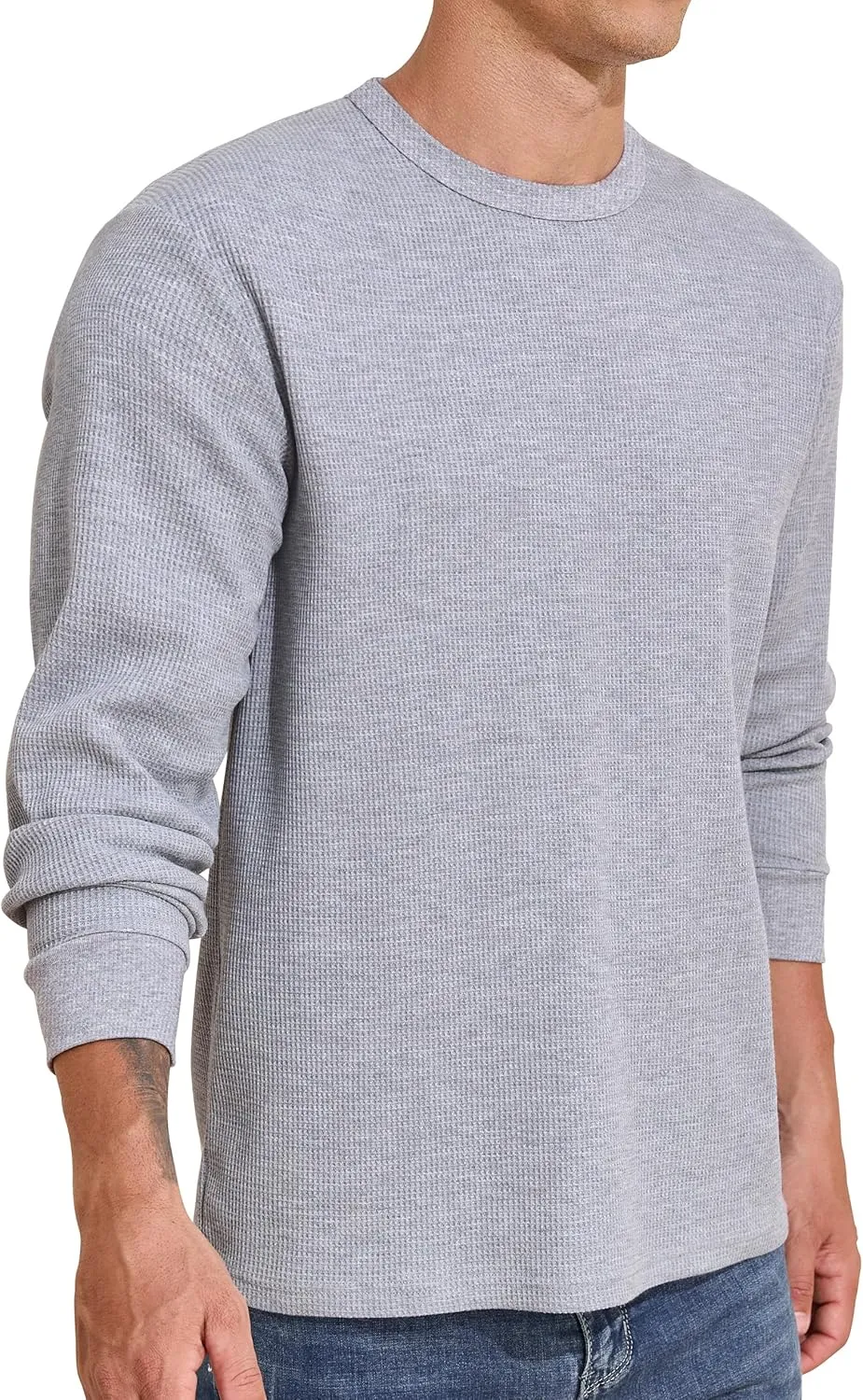 PrettyGuide Men's Long Sleeve Waffle Shirts Casual Lightweight Crewneck Thermal Undershirts Pullover Tops