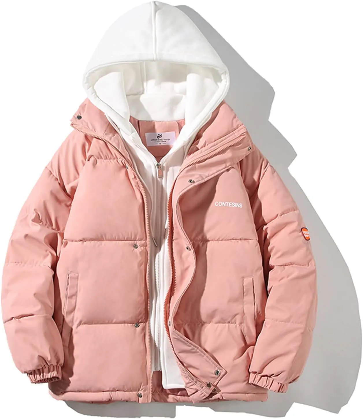 tuduoms Couples 2 in 1 Winter Coat Hooded Lightweight Baggy Puffer Jacket Thicken Padded Down Coat Snow Jacket for Women Men