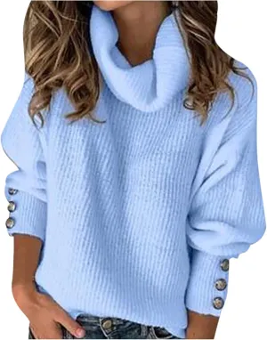 Turtleneck Pullover Tops Ladies Loose Large Size Thick Knitted Sweater Bottom Shirt Womens' Turtleneck Long Sleeve