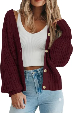 Women's Button Down Sweater Long Sleeve Fall Strpied Caridigan Casual Fashion Open Front V Neck Knitted Jackets