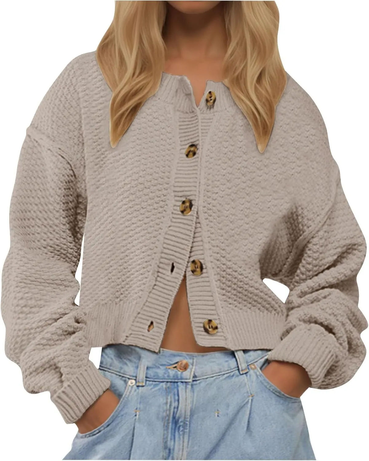 Women's Fashion Casual Cardigan Sweater Open Front Long Sleeve Chunky Knit Cardigans Sweaters Outerwear Knitwer Coats