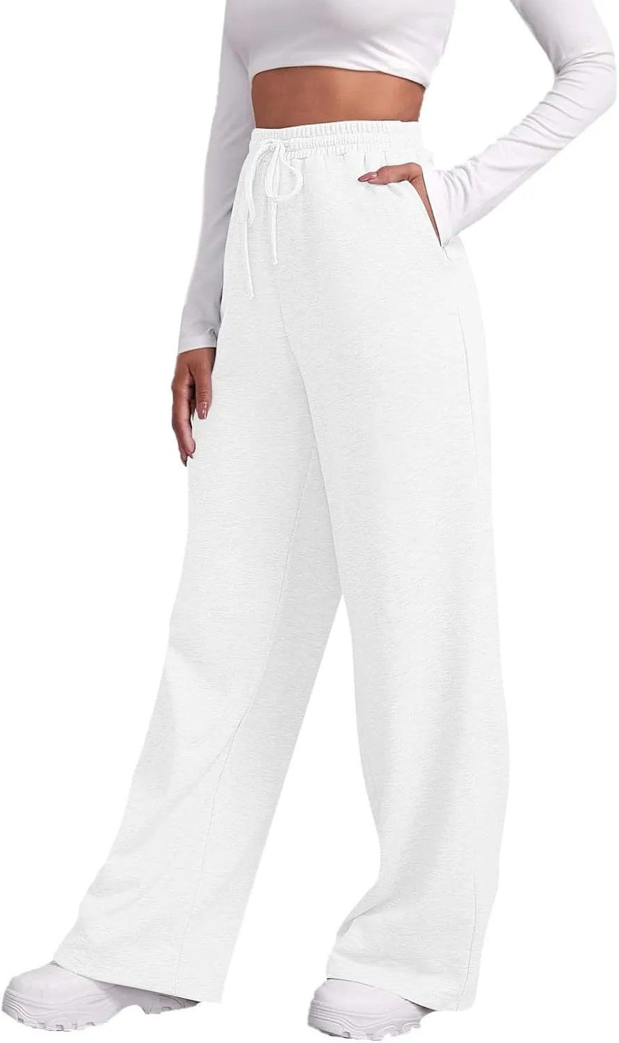 Womens Fleece Sweatpants Straight Legs Winter Sweatpants Casual High Waisted Sport Workout Pants with Pockets