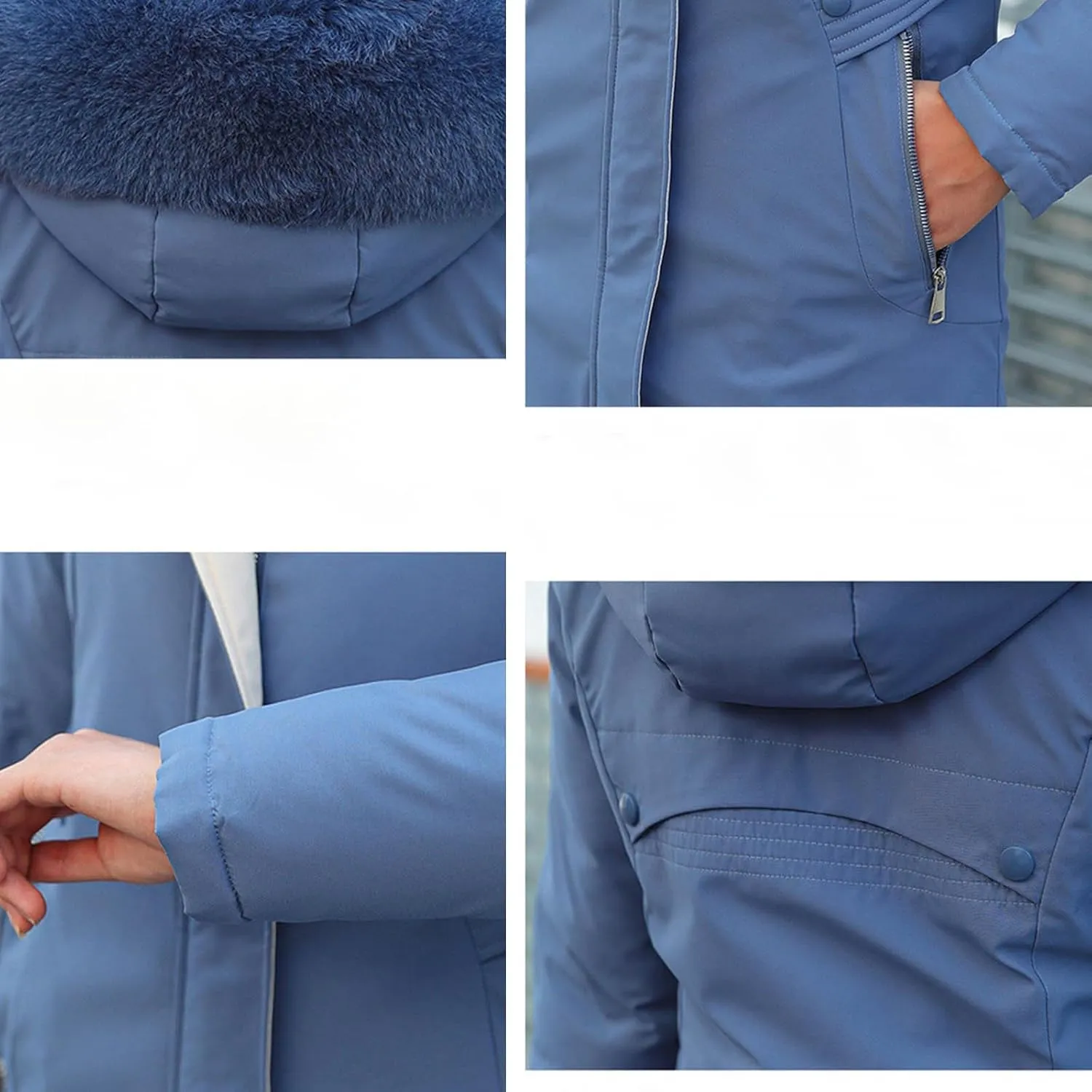 Women's Long Winter Coats Faux Fur Hooded Parkas Down Jackets Full Zip Windbreaker Puffer Coats Snow Warm Overcoat