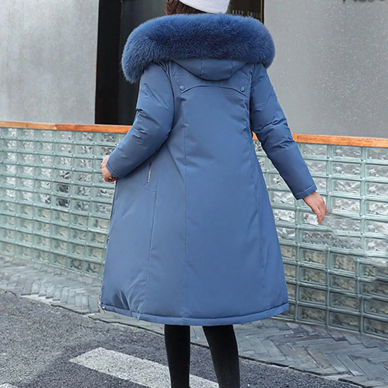 Women's Long Winter Coats Faux Fur Hooded Parkas Down Jackets Full Zip Windbreaker Puffer Coats Snow Warm Overcoat