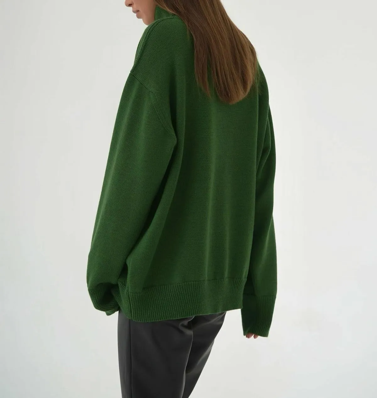 Women's Turtleneck Sweater Pure Color Long Sleeve Oversized Sweaters Loose fit Chunky Knit Sweaters Ribbed Fall Sweater