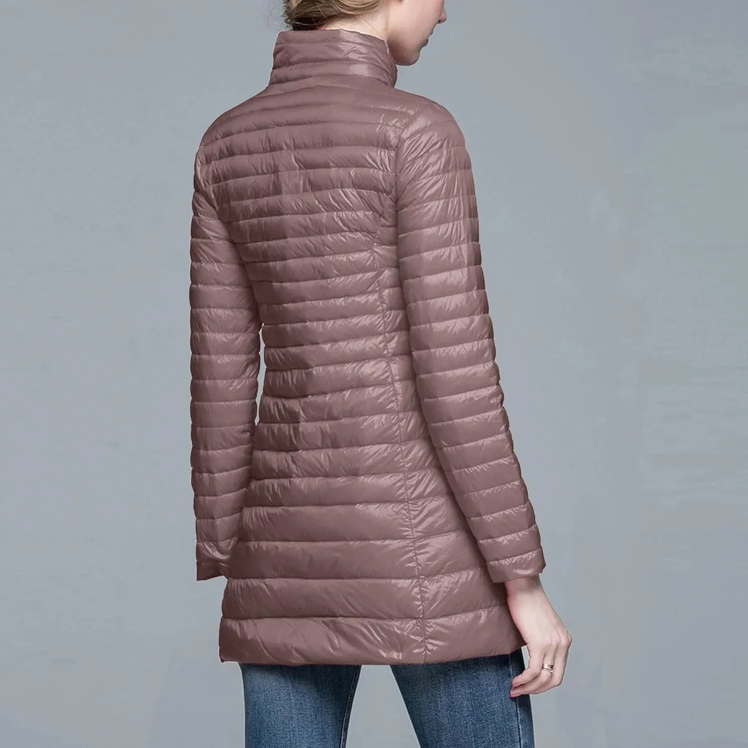 Women's Winter Down Long Jacket Warm Packable Down Thickened Puffer Warm Coat Lightweight Slim Fit Hooded Jackets