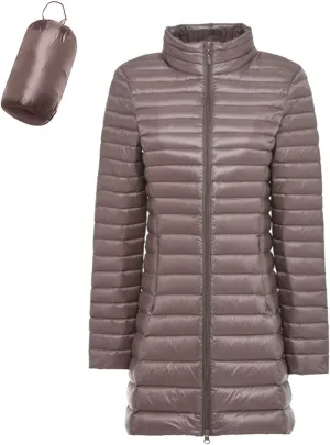 Women's Winter Down Long Jacket Warm Packable Down Thickened Puffer Warm Coat Lightweight Slim Fit Hooded Jackets