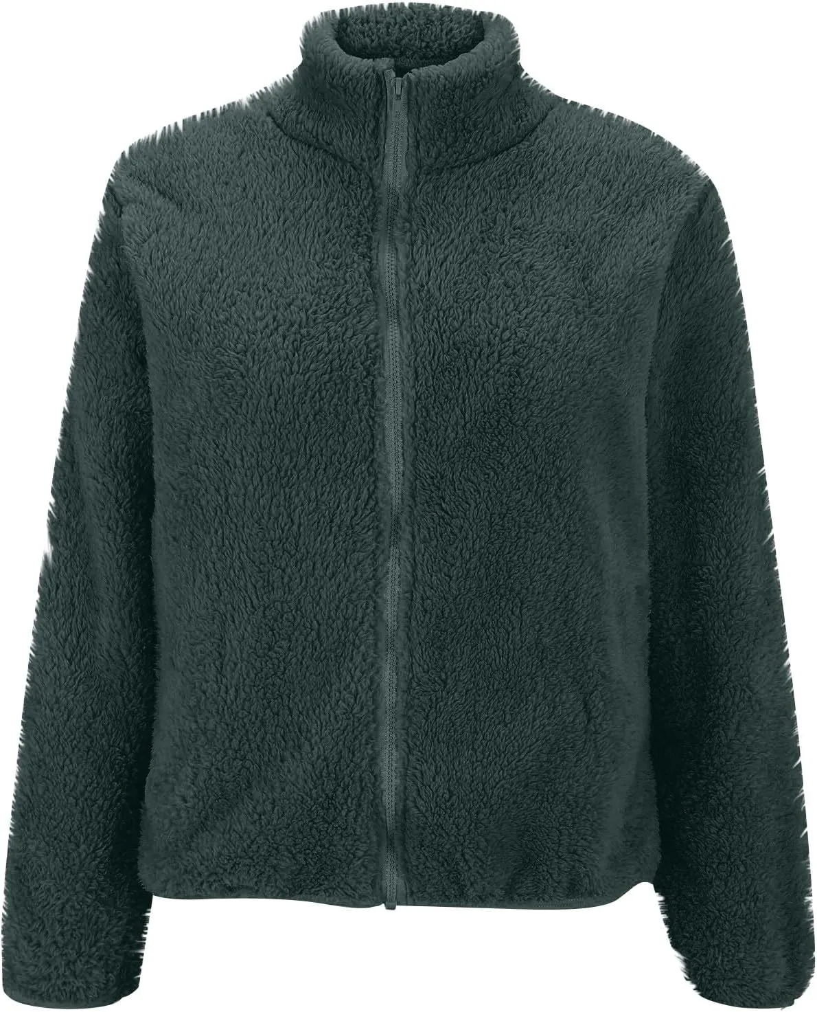 Women's Winter Fleece Sweatshirt Jacket Full Zip Sherpa Fur Hooded Jacket Lightweight Shaggy Teddy Coat Outerwear